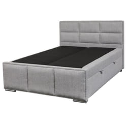 Mylis - Lit-Coffre Boxspring 140x200cm Eco Tissu Gris - Gris