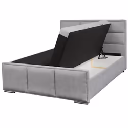 Mylis - Lit-Coffre Boxspring 160x200cm Eco Tissu Gris - Gris