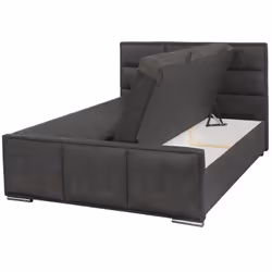 Nala - Lit-Coffre Boxspring 140x200cm Simili Cuir Marron