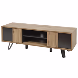 Carson - Ensemble Salon Meuble tv + Table Basse Piètement Métal a - Marron clair