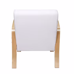Kaupa - Fauteuil en Tissu Bouclettes Blanc Accoudoirs Bois - Blanc - Vue supplémentaire 6