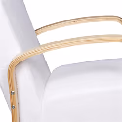Kaupa - Fauteuil en Tissu Bouclettes Blanc Accoudoirs Bois - Blanc - Vue supplémentaire 7