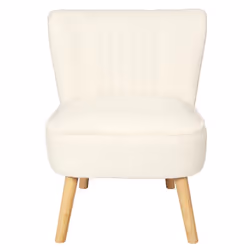 Altobuy - kelios - Fauteuil en Tissu Bouclettes Blanc Pieds Bois Naturel - Blanc