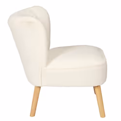 Altobuy - kelios - Fauteuil en Tissu Bouclettes Blanc Pieds Bois Naturel - Blanc - Vue supplémentaire 4