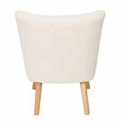Altobuy - kelios - Fauteuil en Tissu Bouclettes Blanc Pieds Bois Naturel - Blanc - Vue supplémentaire 5