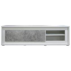 Altobuy - skala - Meuble tv 2 Portes Effet Béton avec Eclairage Led - Blanc