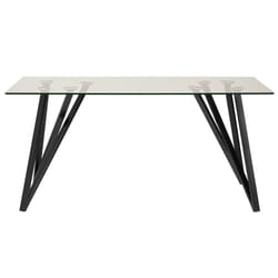 Vidre - Table Repas Rectangulaire 160cm Plateau Verre - Transparent