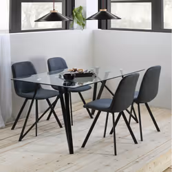 Vidre - Table Repas Rectangulaire 160cm Plateau Verre - Transparent