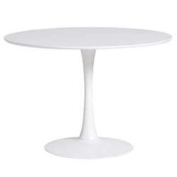 Cantique - Table Ronde 110cm Pied et Plateau Blancs - Blanc