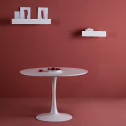 Cantique - Table Ronde 110cm Pied et Plateau Blancs - Blanc