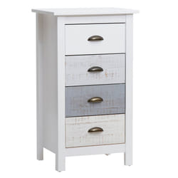 Altobuy - rosalia - Chiffonnier 4 Tiroirs Bois Aspect Vieilli - Blanc
