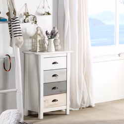 Altobuy - rosalia - Chiffonnier 4 Tiroirs Bois Aspect Vieilli - Blanc