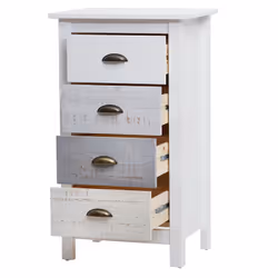 Altobuy - rosalia - Chiffonnier 4 Tiroirs Bois Aspect Vieilli - Blanc - Vue supplémentaire 4