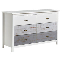 Altobuy - rosalia - Commode 6 Tiroirs Bois Aspect Vieilli - Blanc