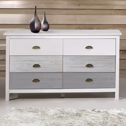 Altobuy - rosalia - Commode 6 Tiroirs Bois Aspect Vieilli - Blanc