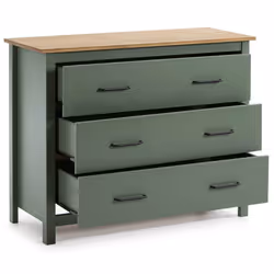 Altobuy - tina - Commode 3 Tiroirs Bois Ciré coloris Vert