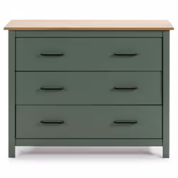 Altobuy - tina - Commode 3 Tiroirs Bois Ciré coloris Vert - Vue supplémentaire 4