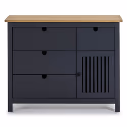 Altobuy - malia - Commode 4 Tiroirs 1 Porte Bois Ciré et Gris Foncé - Gris - Vue supplémentaire 4