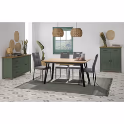 TINA - Meuble Haut 2 Portes 1 Tiroir Bois Ciré coloris Vert
