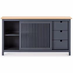 Altobuy - malia - Buffet Bas 3 Tiroirs 1 Porte Coul. Bois Ciré et Gris - Vue supplémentaire 4
