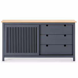Altobuy - malia - Buffet Bas 3 Tiroirs 1 Porte Coul. Bois Ciré et Gris - Vue supplémentaire 5