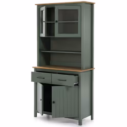 Tina - Buffet Haut 4 Portes 2 Tiroirs Bois Ciré et Vert - Vert - Vue supplémentaire 4