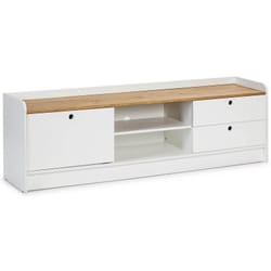 Altobuy - carla - Meuble tv 1 Porte Coul. 2 Tiroirs Bois et Blanc - Blanc