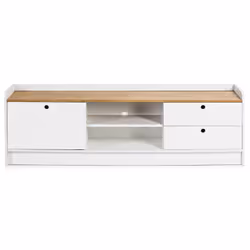 Altobuy - carla - Meuble tv 1 Porte Coul. 2 Tiroirs Bois et Blanc - Blanc