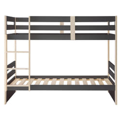 Peraud - Lits Superposés 90x190cm Gris Anthracite et Naturel - Gris anthracite