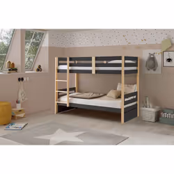 Peraud - Lits Superposés 90x190cm Gris Anthracite et Naturel - Gris anthracite