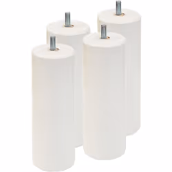 Jeu de 4 pieds H20cm Blanc pour sommier tapissier. Structure en hêtre massif, finition laquée coloris blanc. 100% compatible  ...