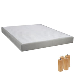 Altobuy - tapikit - Sommier Tapissier Démontable 2x20 Lattes 140x190cm Lin + Pieds Bois 15cm - Blanc
