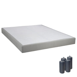 Altobuy - tapikit - Sommier Tapissier Démontable 2x20 Lattes 160x200cm Lin + Pieds Anthracites 15cm - Blanc