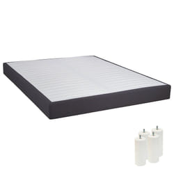 TAPIKIT - Sommier Tapissier Démontable 2x20 Lattes 140x190cm Anthracite + Pieds Blancs 15cm