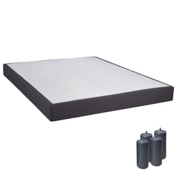 Altobuy - tapikit - Sommier Tapissier Démontable 2x20 Lattes 140x190cm Anthracite + Pieds Anthracites 15cm - Blanc