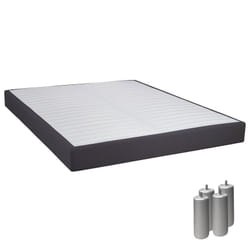Altobuy - tapikit - Sommier Tapissier Démontable 2x20 Lattes 140x190cm Anthracite + Pieds Argent 15cm - Blanc