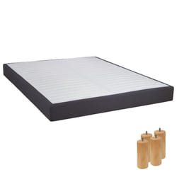 Altobuy - tapikit - Sommier Tapissier Démontable 2x20 Lattes 160x200cm Anthracite + Pieds Bois 15cm - Blanc
