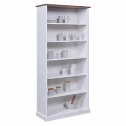 Altobuy - socoa - Bibliothèque 6 Niches Bois Massif Vernis Sepia et Blanc - Blanc