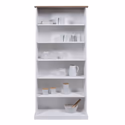 Altobuy - socoa - Bibliothèque 6 Niches Bois Massif Vernis Sepia et Blanc - Blanc