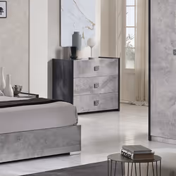 Altobuy - hyde - Commode 3 Tiroirs Longueur 120cm Gris Effet Pierre - Gris