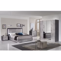 Altobuy - hyde - Commode 3 Tiroirs Longueur 120cm Gris Effet Pierre - Gris