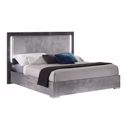 Altobuy - hyde - Ensemble Lit 140x190cm avec Leds + 2 Chevets - Gris