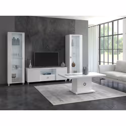 Marika - Vitrine 1 Porte Gauche Laquée Blanche avec Leds