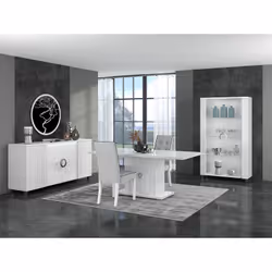 Altobuy - marika - Buffet 4 Portes Laqué Blanc avec Leds