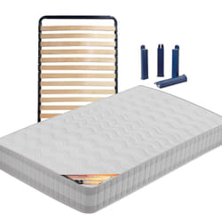 Altobuy - tahiti - Pack Matelas + Lattes 90x190 + Pieds - Blanc