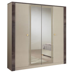 Panaca - Armoire 4 Portes Coloris Crème et Bronze - Crème