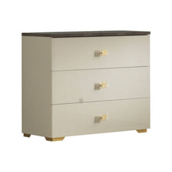 Altobuy - panaca - Commode 3 Tiroirs Coloris Crème et Bronze
