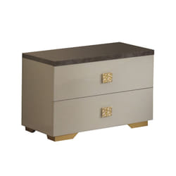 Altobuy - panaca - Chevet 2 Tiroirs Coloris Crème et Bronze - Crème