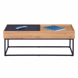 Pavik - Table Basse Coffre Anthracite et Effet Chêne