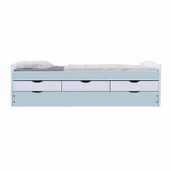 Glasca - Lit Gigogne 90x200cm 3 Tiroirs en Pin Gris et Vert d'Eau - Gris